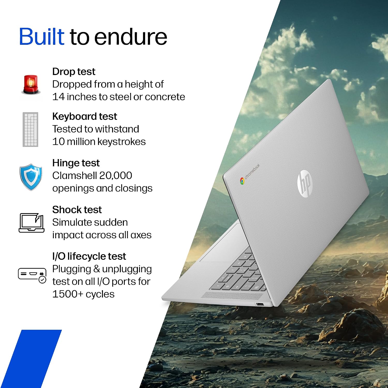 HP Chromebook 14, MediaTek Kompanio 540 (4GB LPDDR5, 128GB UFS) HD, Anti-Glare, Micro-Edge, 14''/35.6cm, ChromeOS, 100 GB Google One(1yr), Modern Gray,1.35kg, nm0004MU, HD Camera w/Shutter Laptop - Image 4
